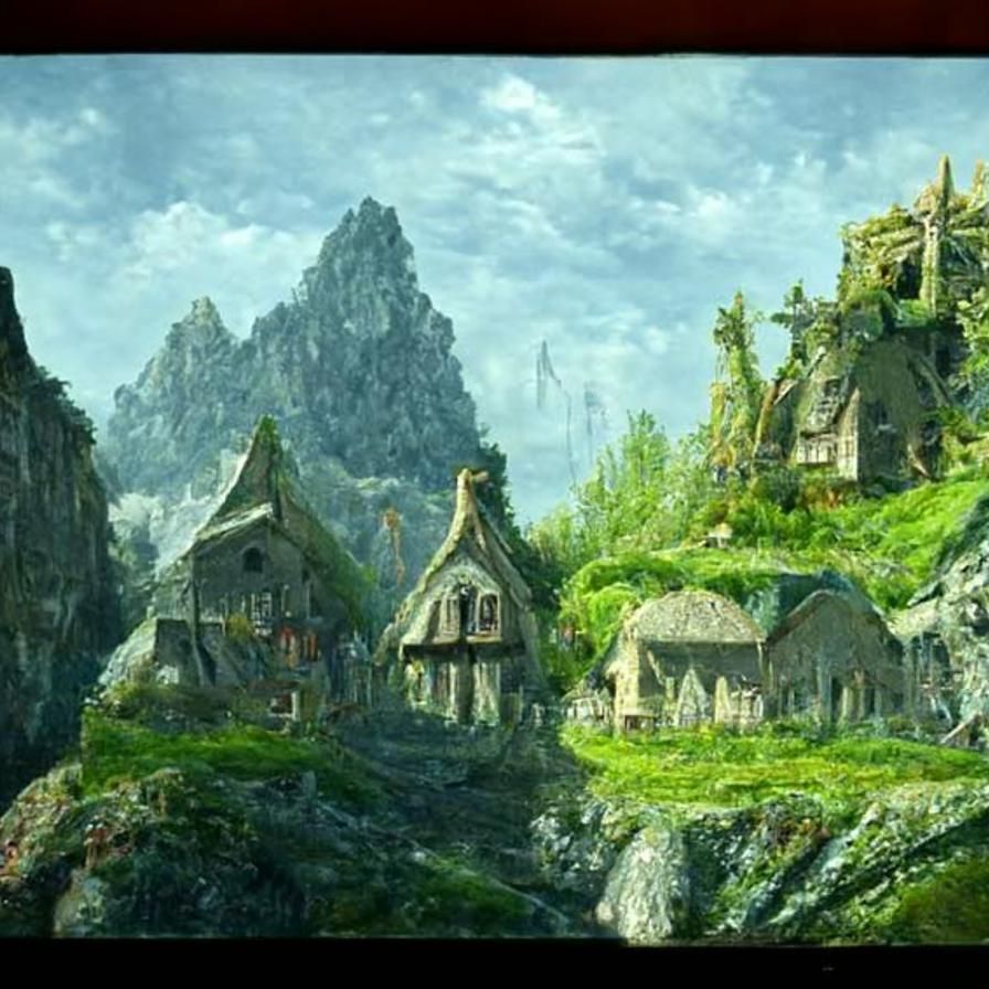 Hyperrealistic Elf Village Painting in 16k Resolution