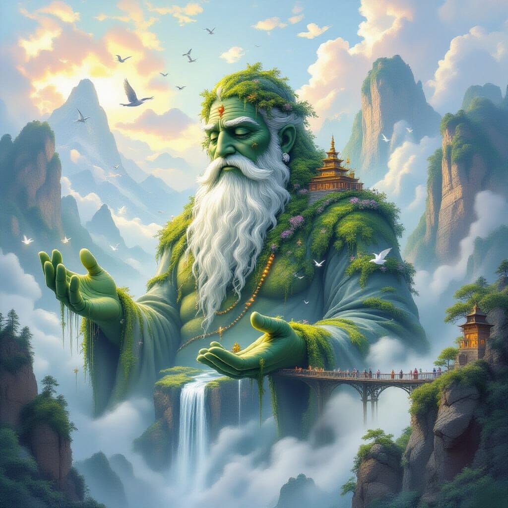 Moss Giant Emerges from Ancient Mountains