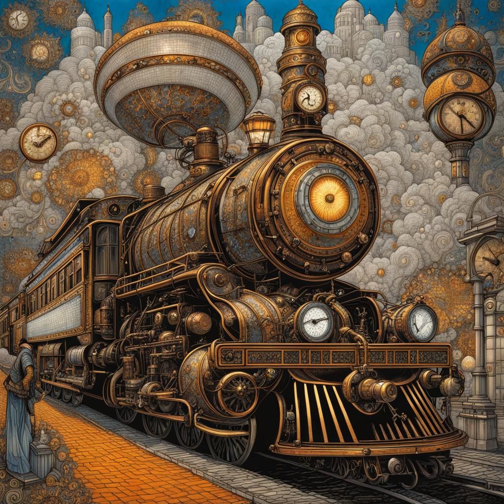 Steampunk Wizard in Aluminium and Enamel Relief