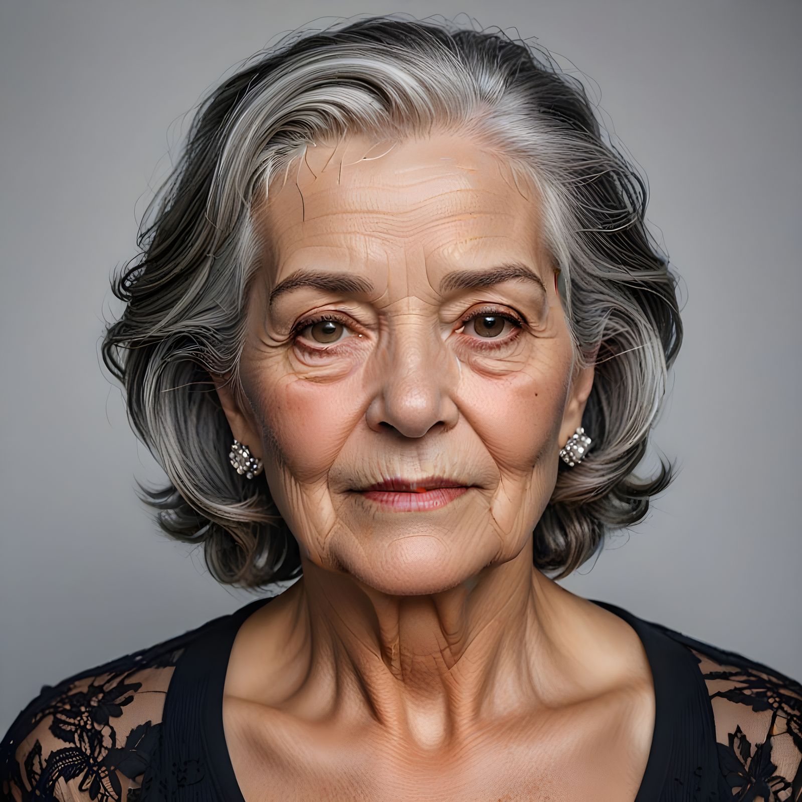 Elegant Gray-haired Woman Embracing Aging with Sophisticated...