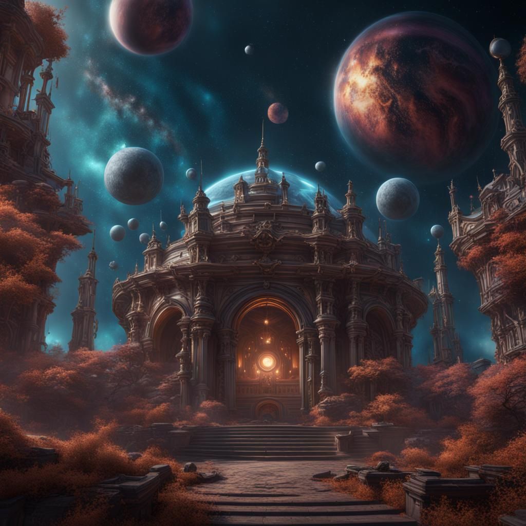 Fantastical Universe in Deep Color, Detailed Painting