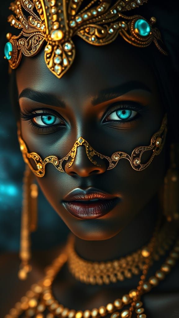 Elegant Black Goddess Radiates Mystery and Timeless Beauty