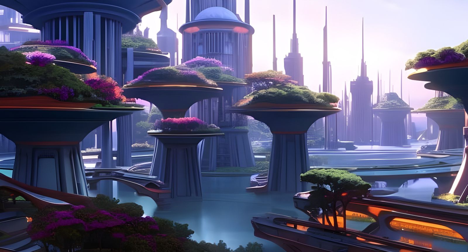 Cyberpunk Rome: Technological Utopia at Sunrise