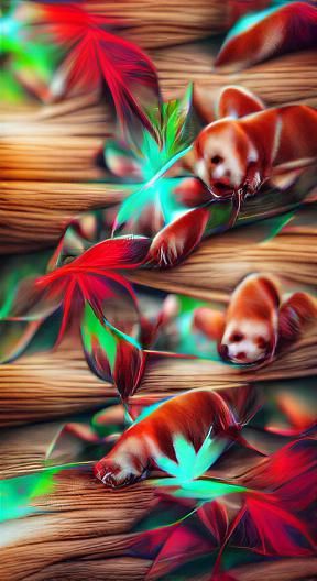 Electric Iridescent Red Panda Digital Illustration