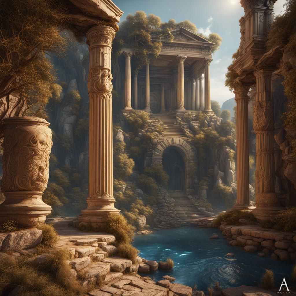 Detailed Ancient Greek Matte Painting