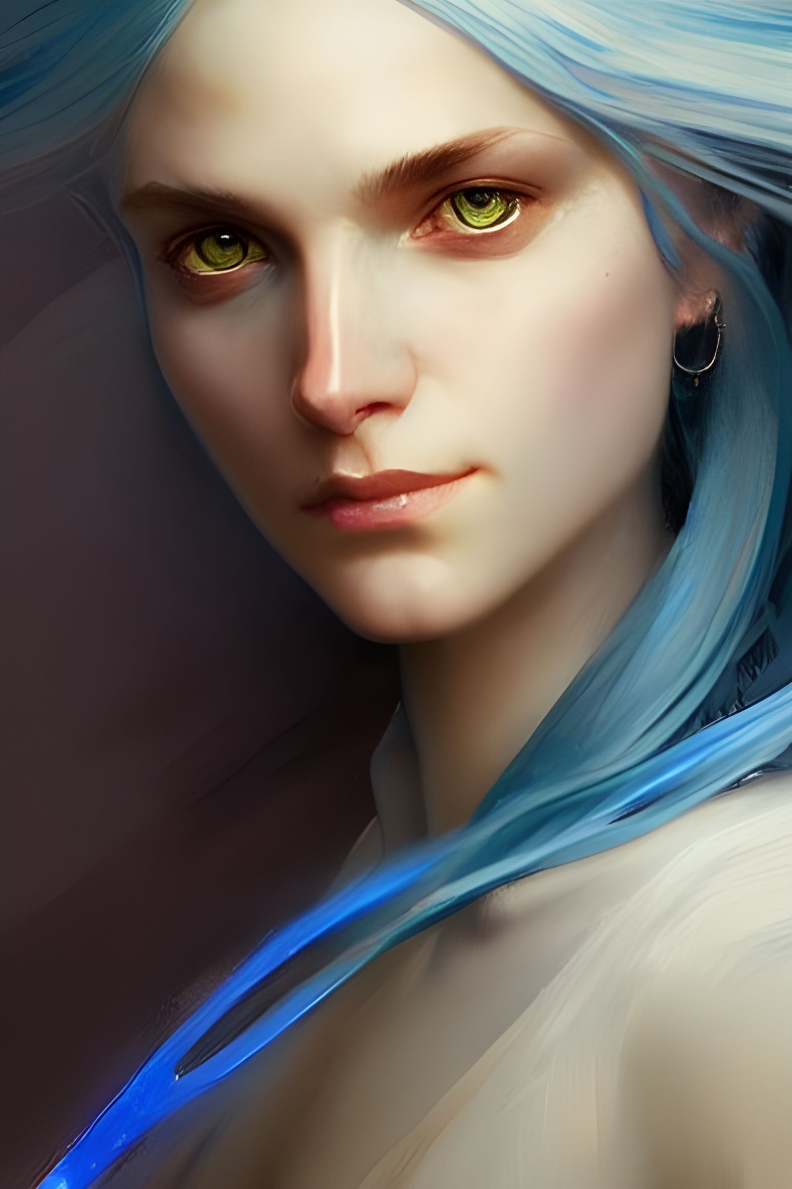 Glowing-Eyed Woman: Digital Art in Art Nouveau Style