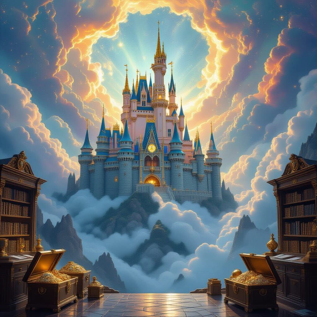 Floating Castle Academy Amidst Nebula