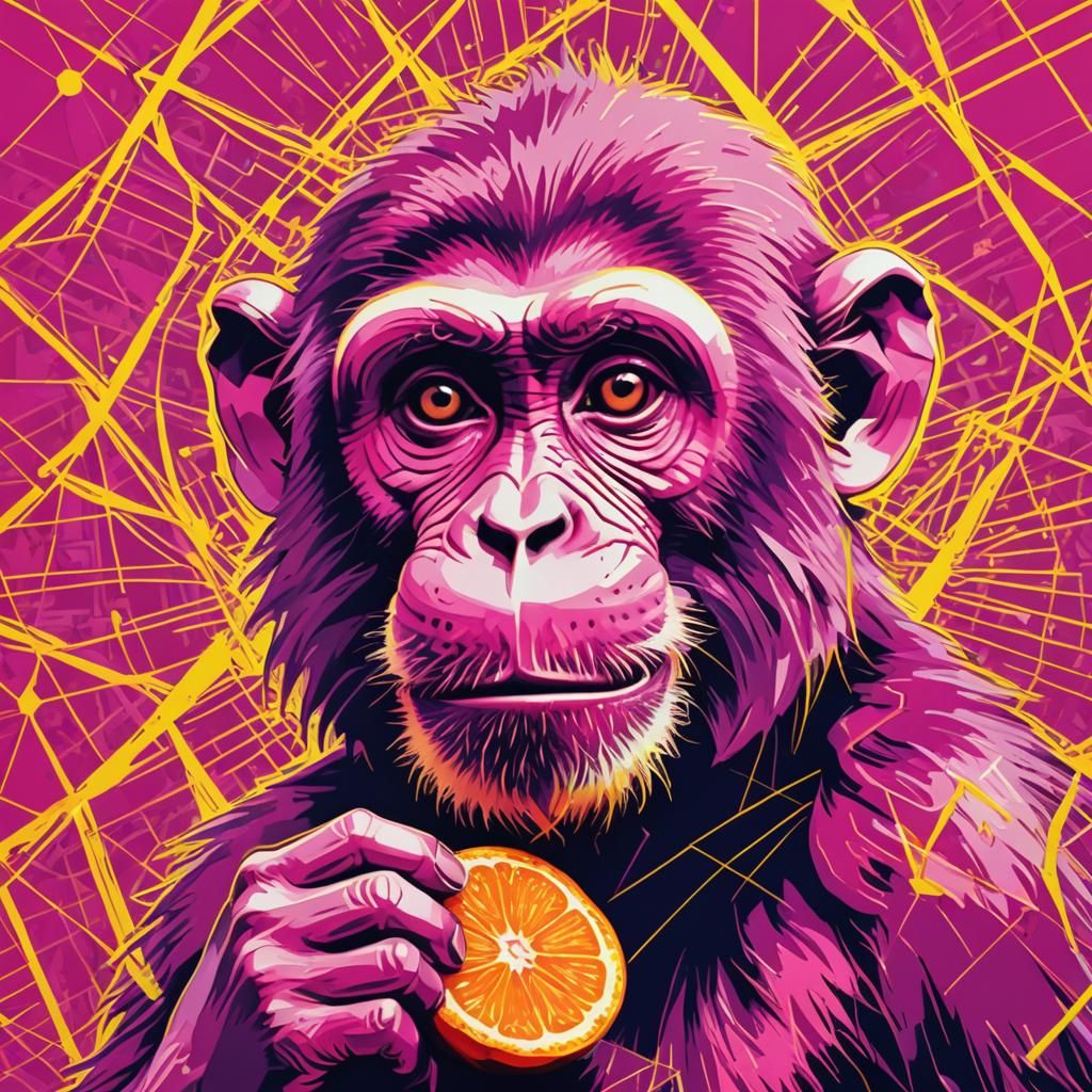 Pink Monkey Clementine: Digital Pop Art in Warhol Style