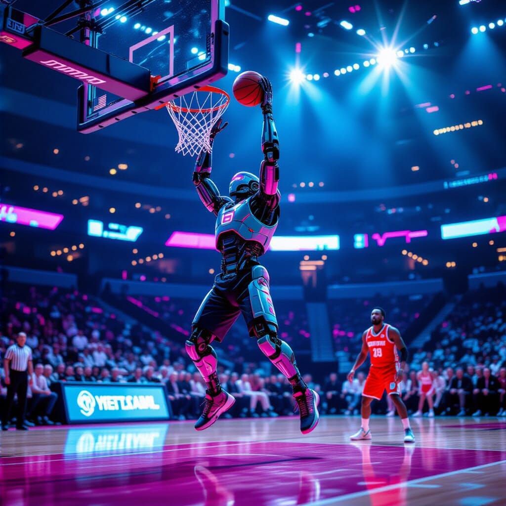 Cyborg Slam Dunk in Cyberpunk Arena