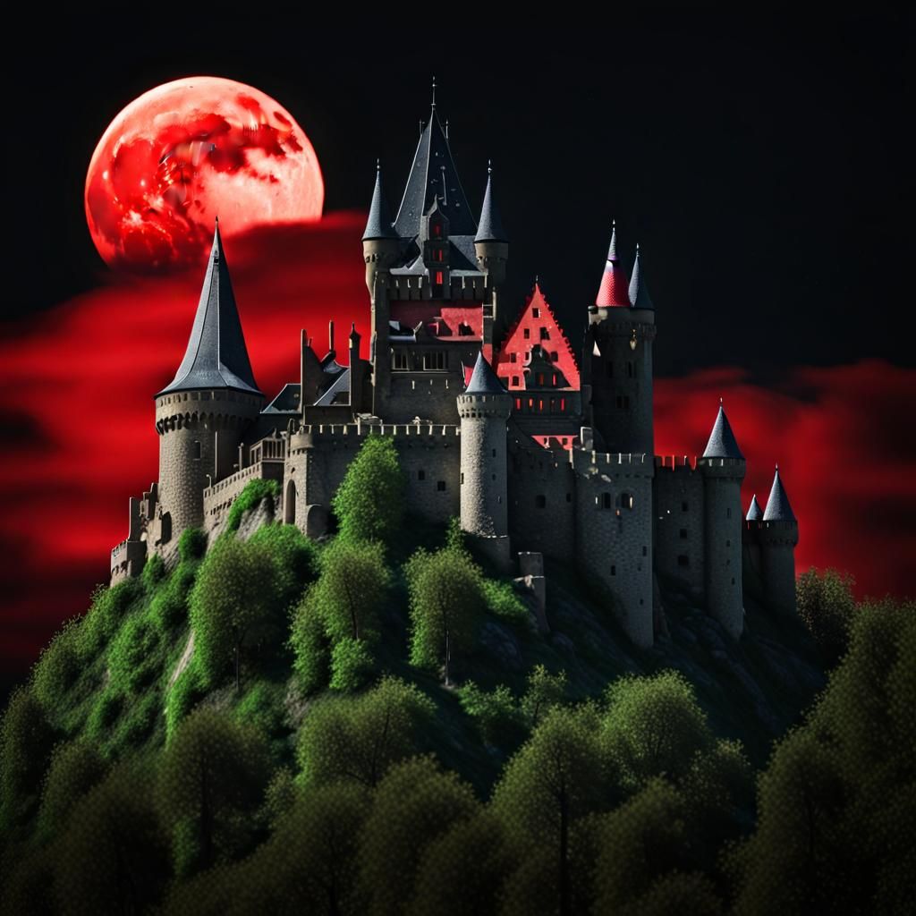 Dracula's Castle on Pencil Tip, Photorealistic Macro