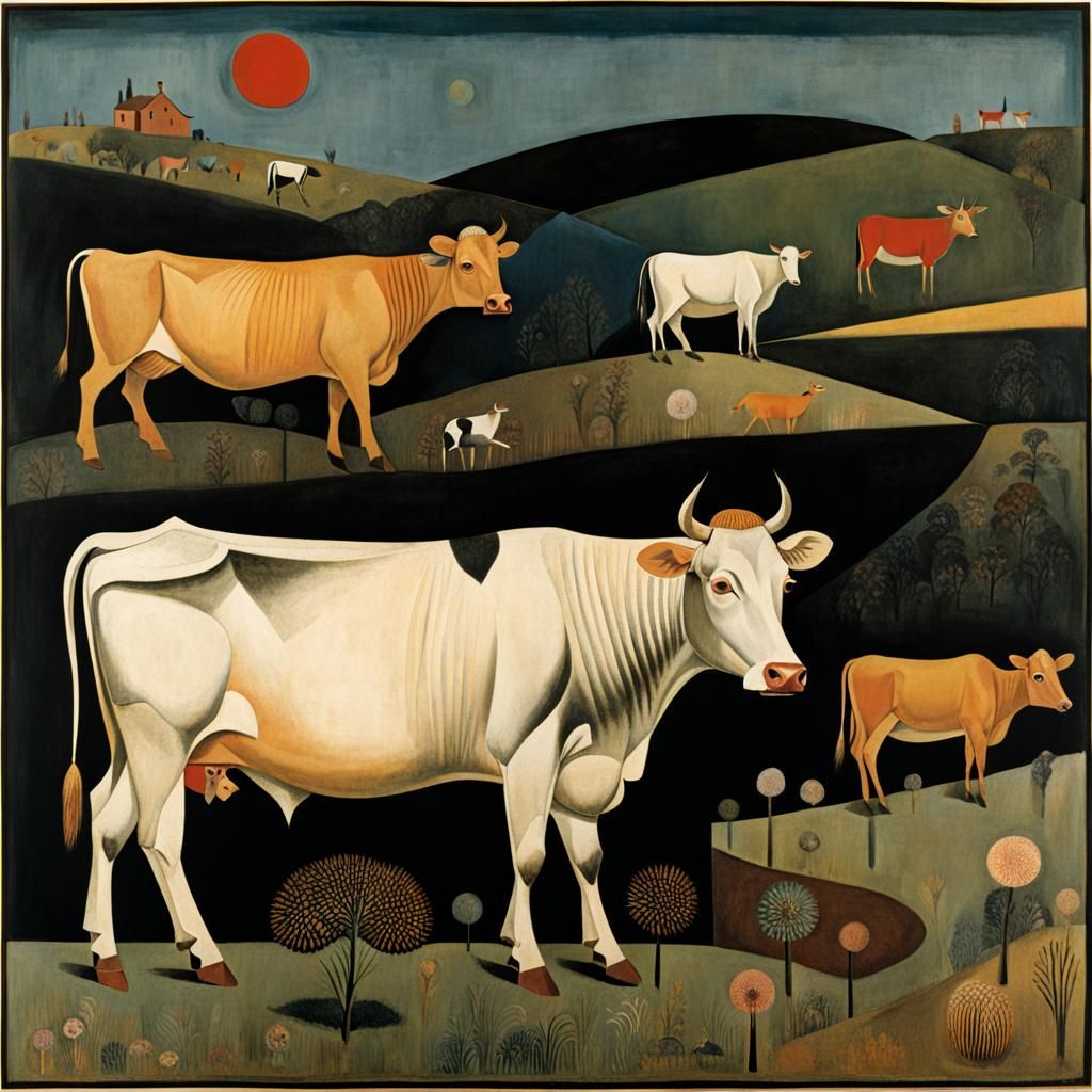 Surreal Cows in Dadaist Style