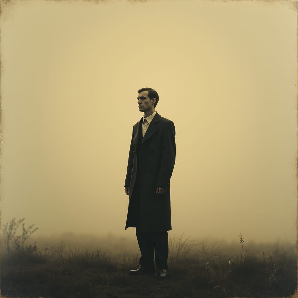 Solitary Figure in Golden Light, Evocative Portrait