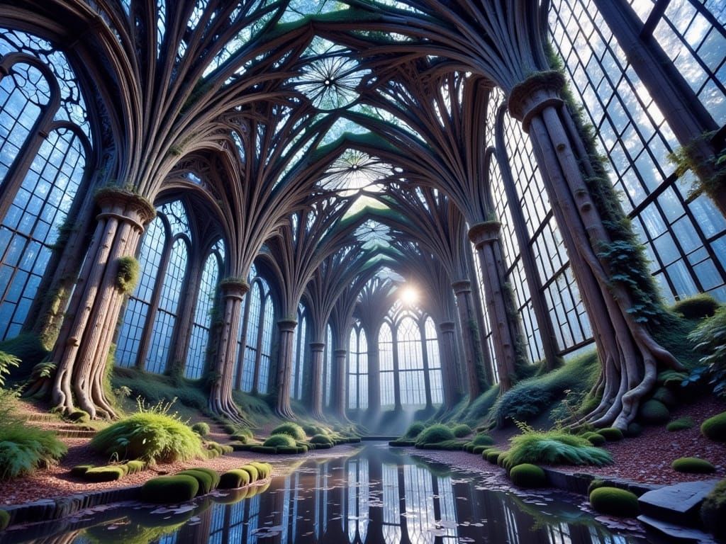 Post-Apocalyptic Sainte-Chapelle Cathedral with Moss and Vin...