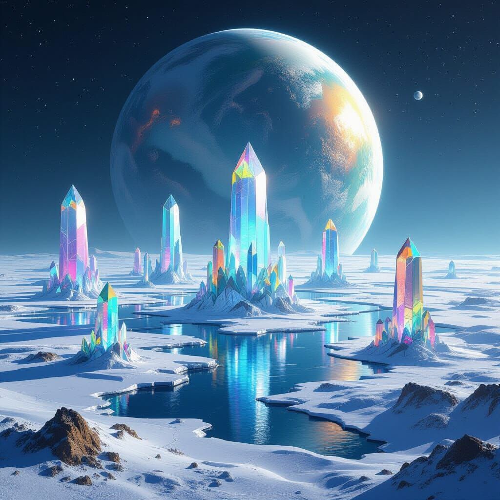 Photorealistic Republic Planet with Crystal Towers