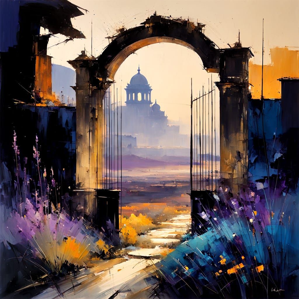 Night Landscape in Blue and Violet Hues