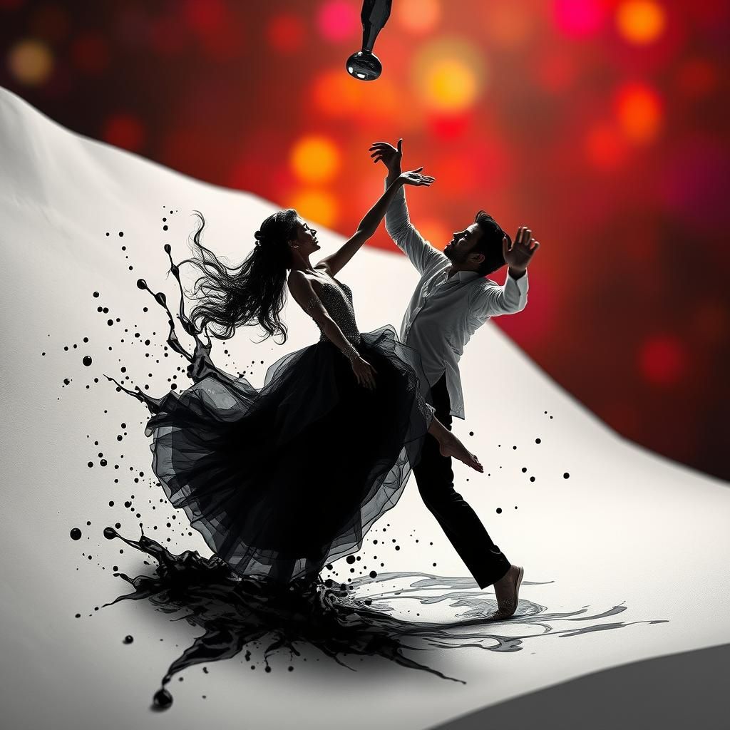 Ink Splash Reveals Acrobatic Couple in Splash Art