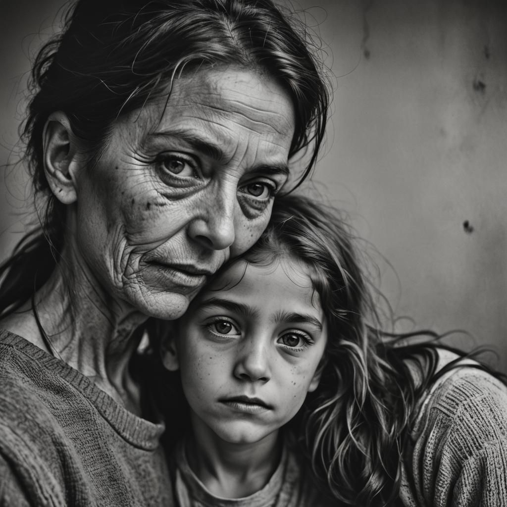 Mother and Daughter Portrait in Ambient Light