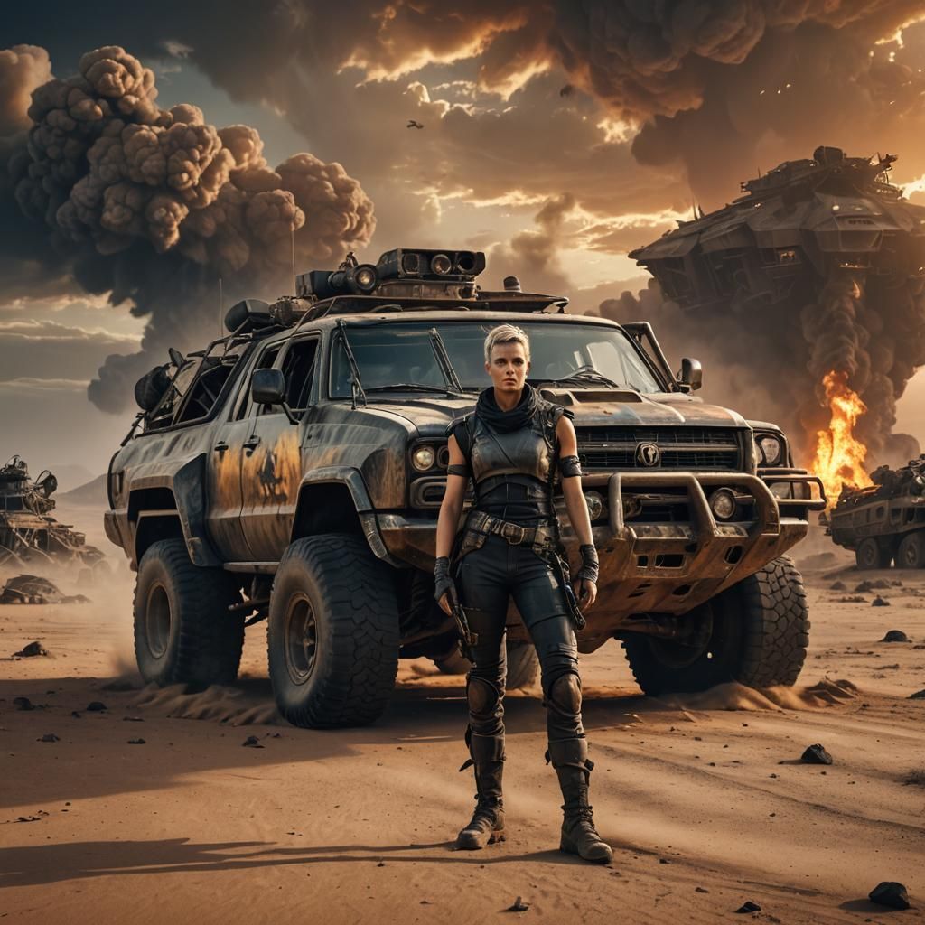 Furiosa in Arid Desert Landscape, Matte Painting