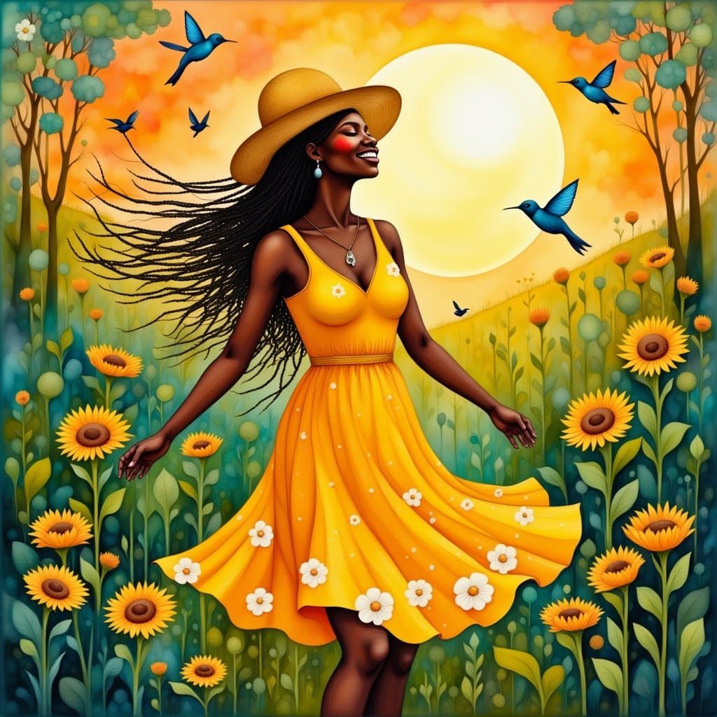 Surreal African Woman Basks in Tropical Paradise