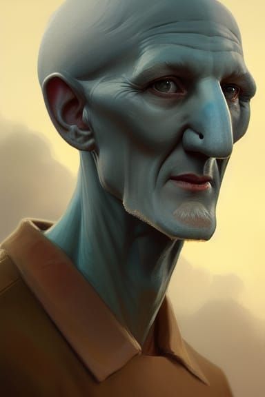 Handsome Squidward Portrait in Artstation Style