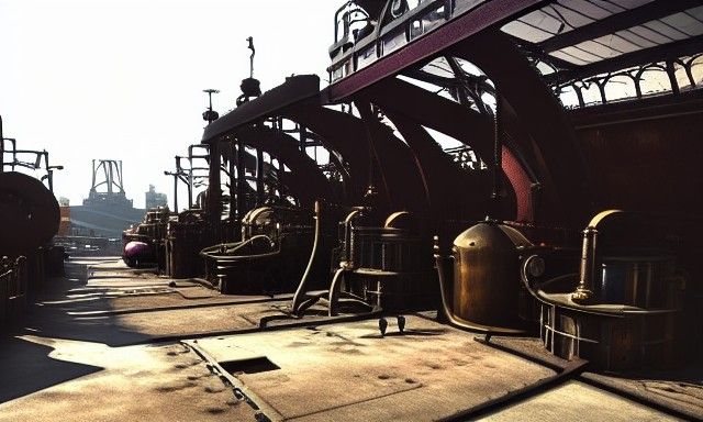 Steampunk Shipyard in Sunlight