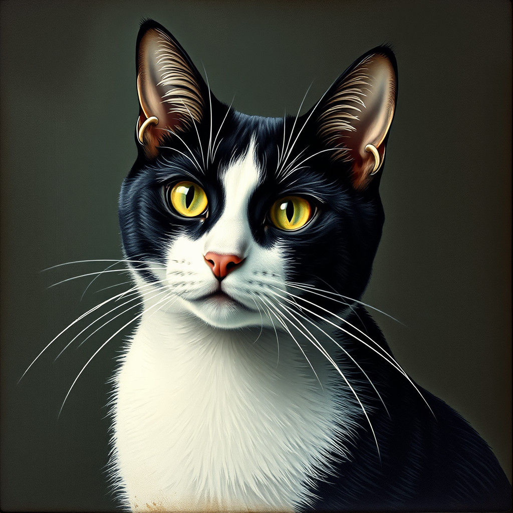 Surreal Cat Portrait in Magritte Style