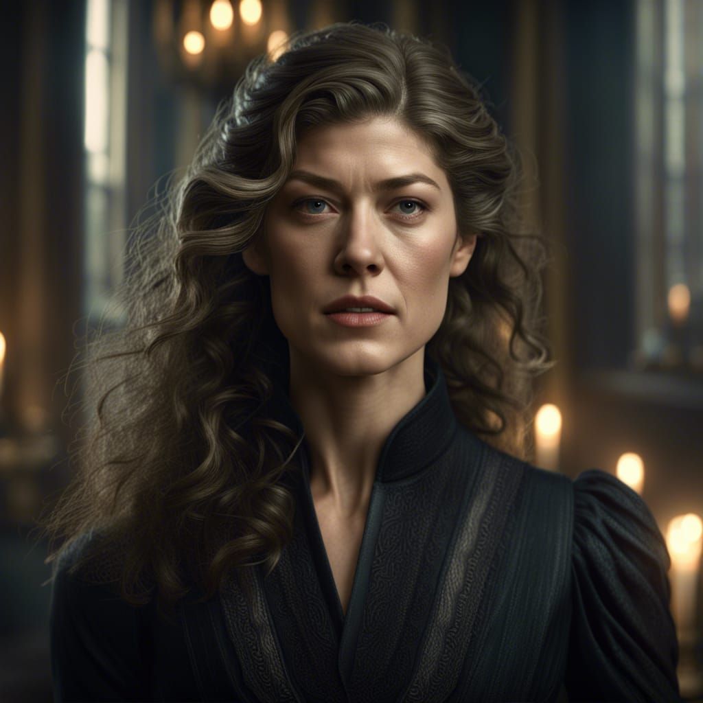 Dramatic Portrait of a Volumetric Witch with Black Hair