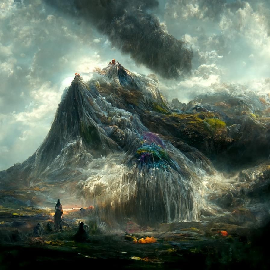 Waterfell Mountain: Hyperrealistic Digital Matte Painting