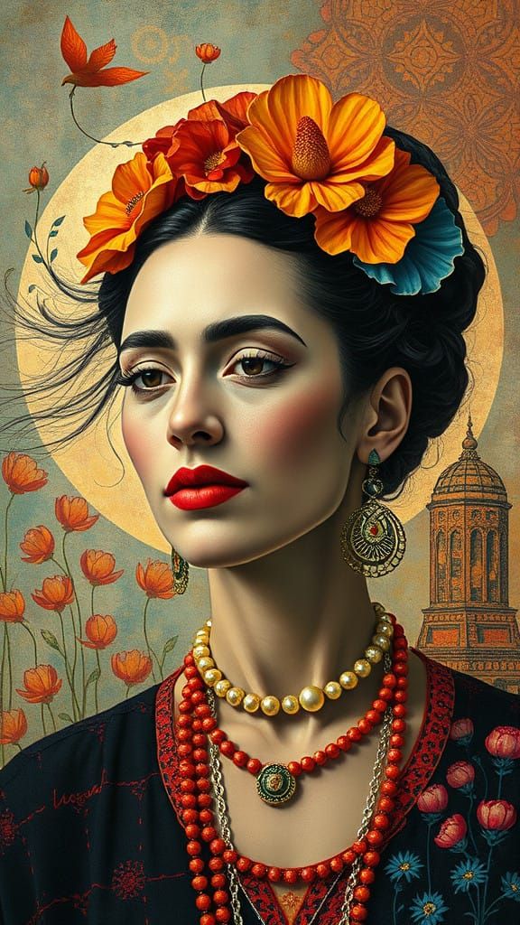 Cyberpunk Afrofuturism Portrait of Enigmatic Androgynous Fig...