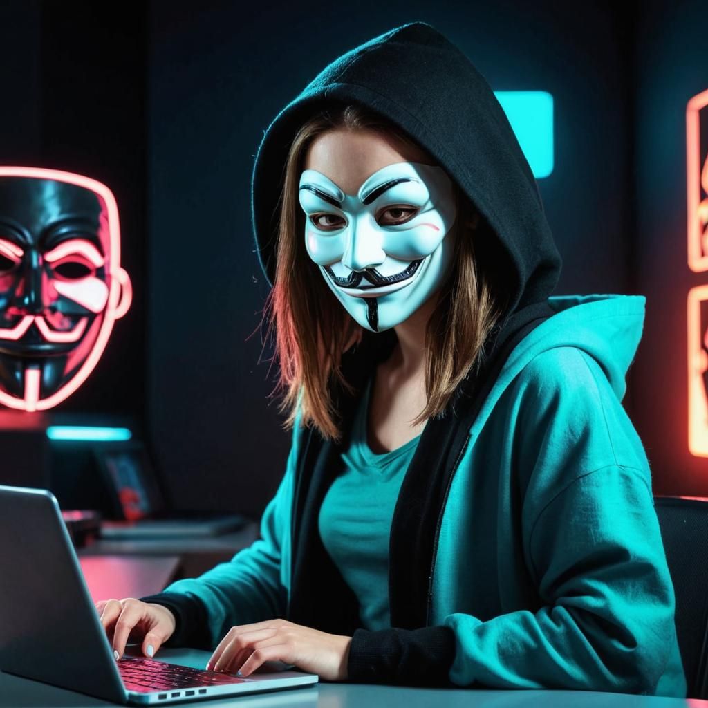 Cyberpunk Hacker in Neon Studio