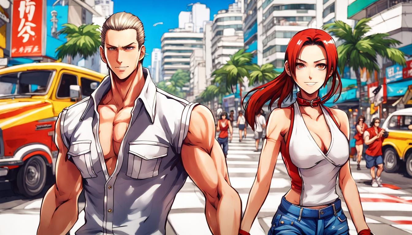 Mai Shiranui and Andy Bogard in Rio, Anime Style
