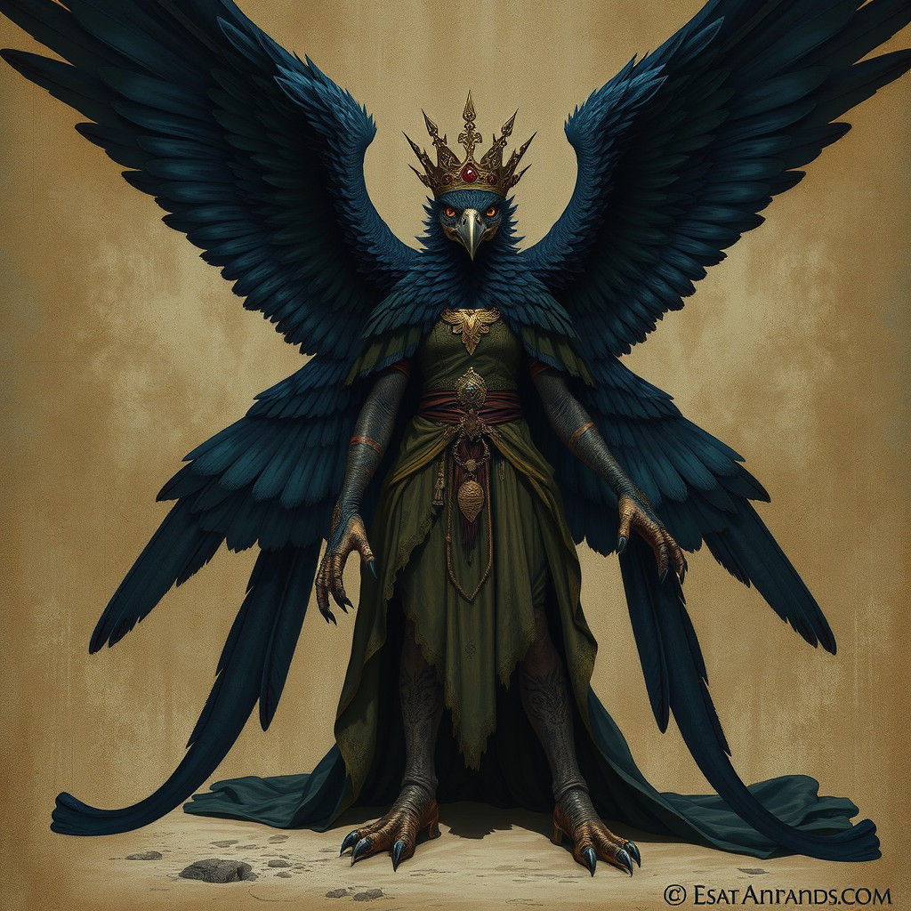 Empress of Harpies with Dark Blue Wings