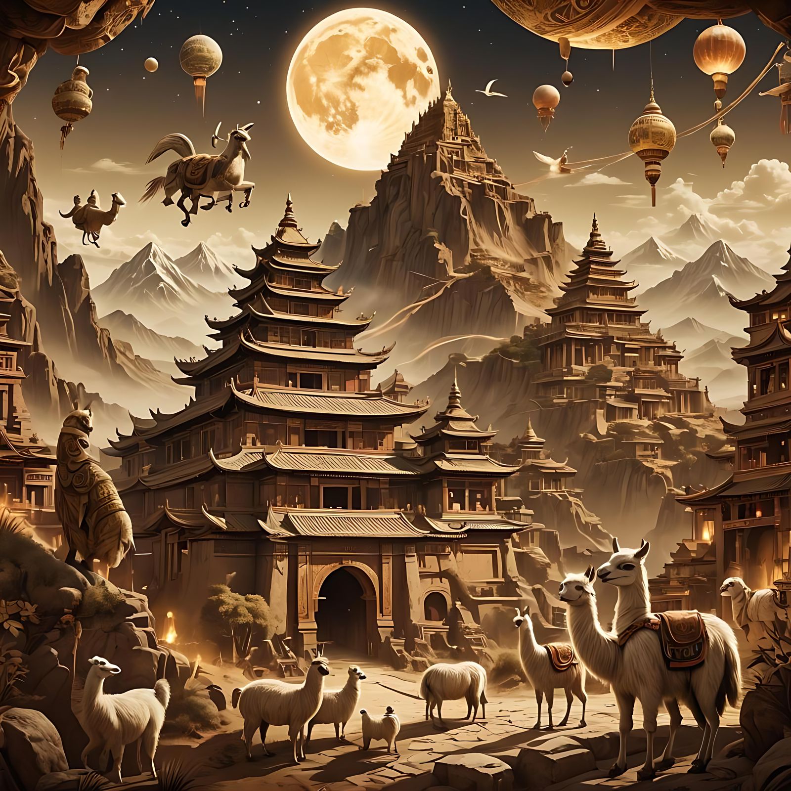 Magical Lamastan Banner in Psychedelic Style