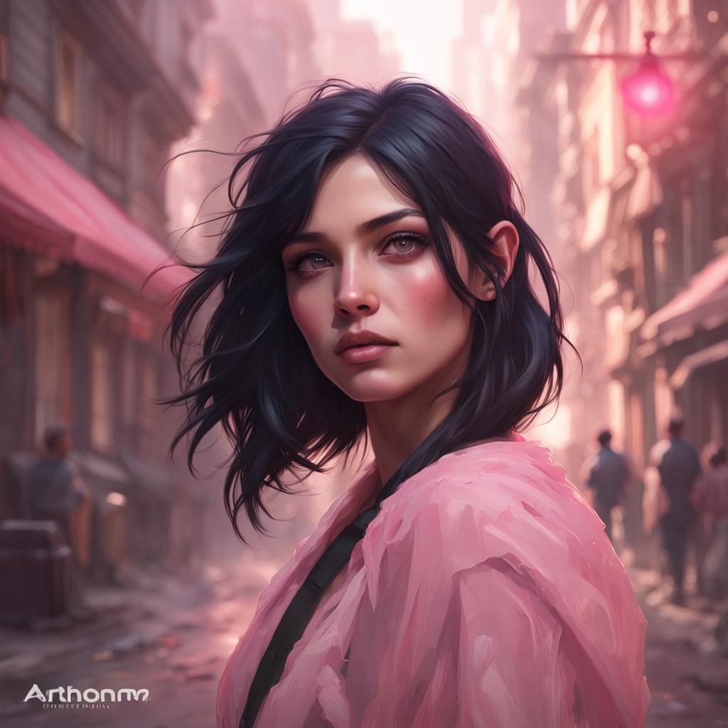 Pink-skinned Girl Portrait in Hyperdetailed Style