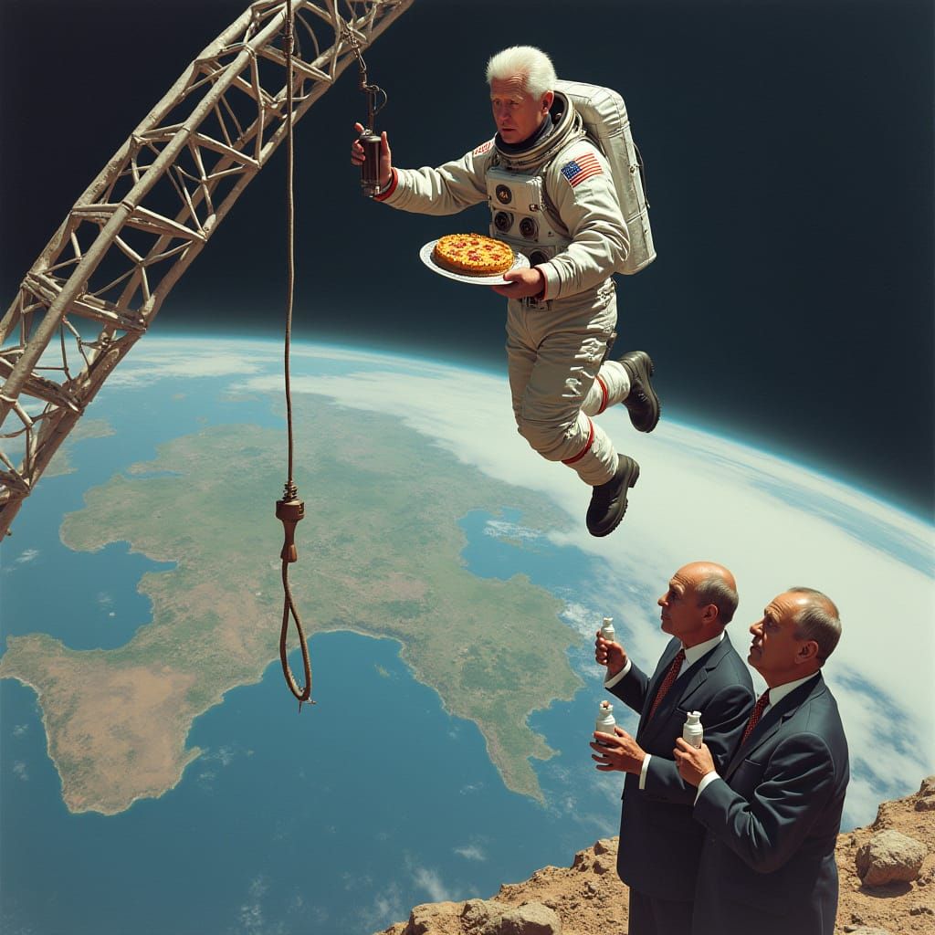 Astronaut Clinton's Descent: A Sci-Fi Vision