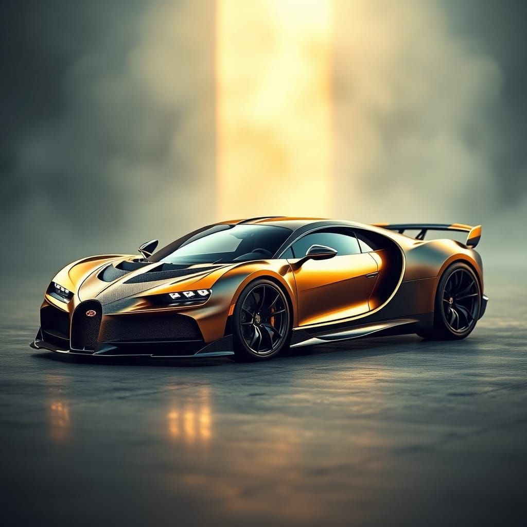 Futuristic Hypercar Hybrid in Golden Light