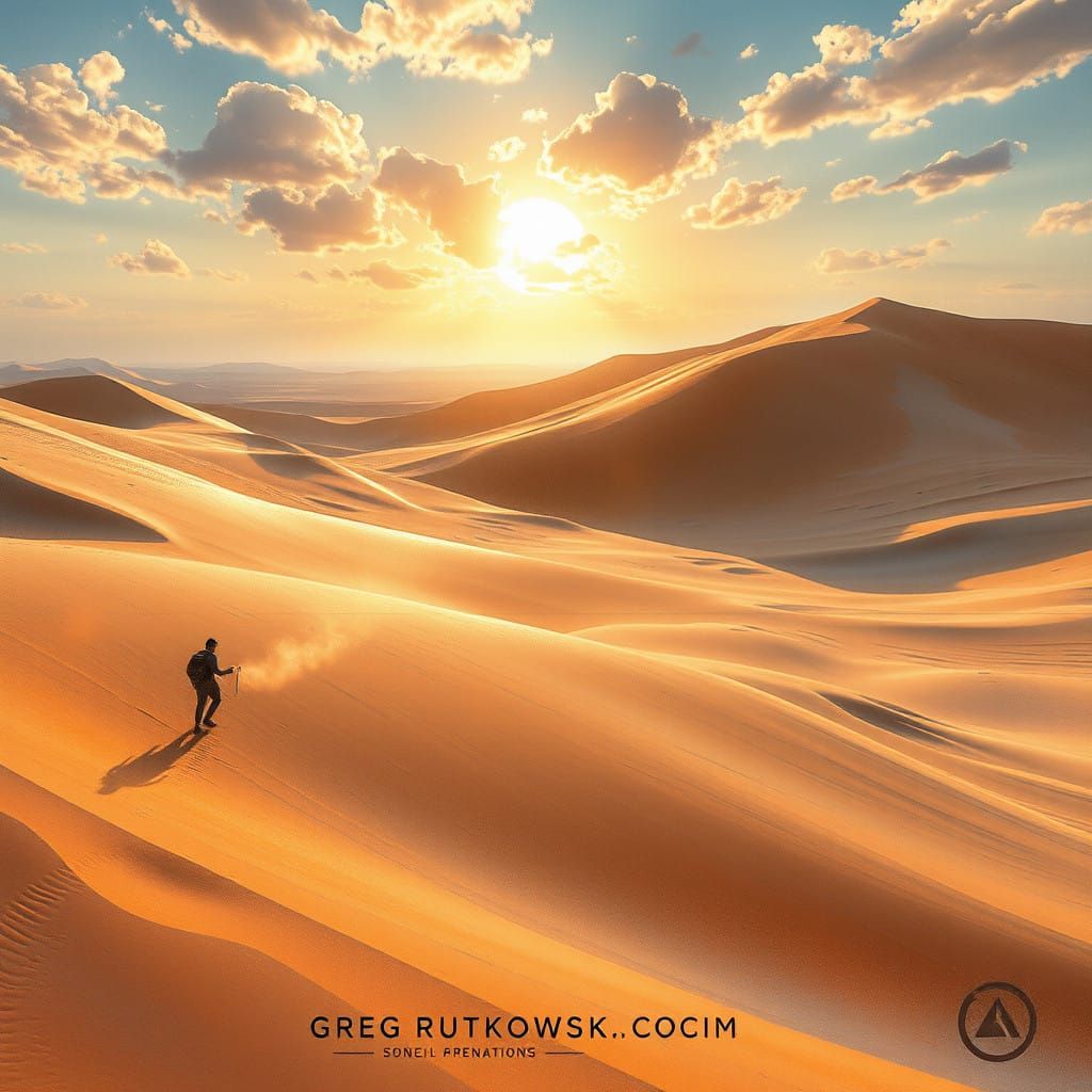 Surreal Desert Oasis Revealed in Vibrant Watercolor Style