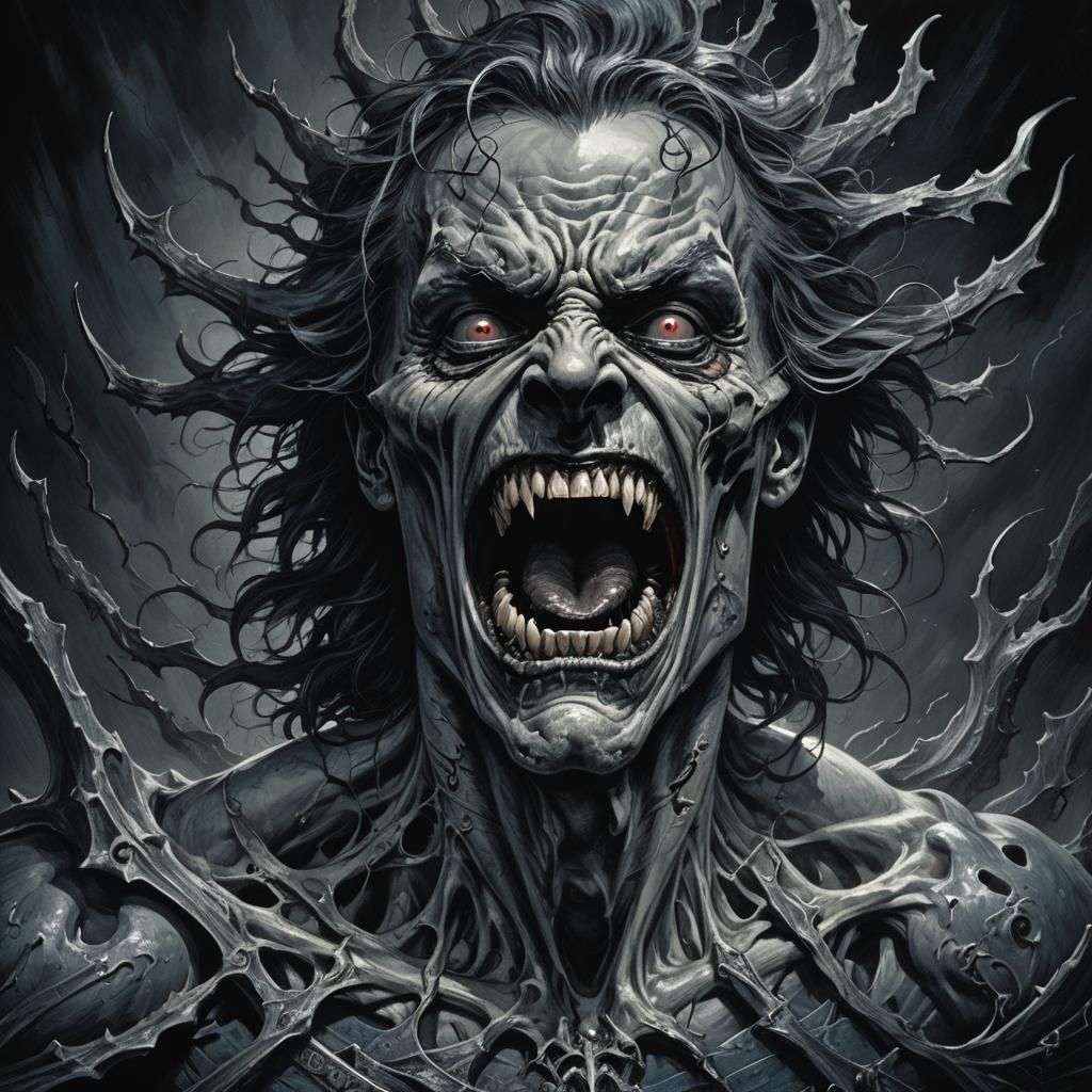 A Grotesque Figure Screams in Dark Fantasy