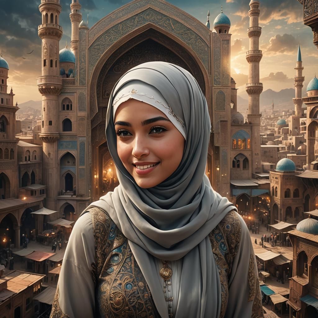 Girl in Hijab: Cinematic Digital Matte Painting