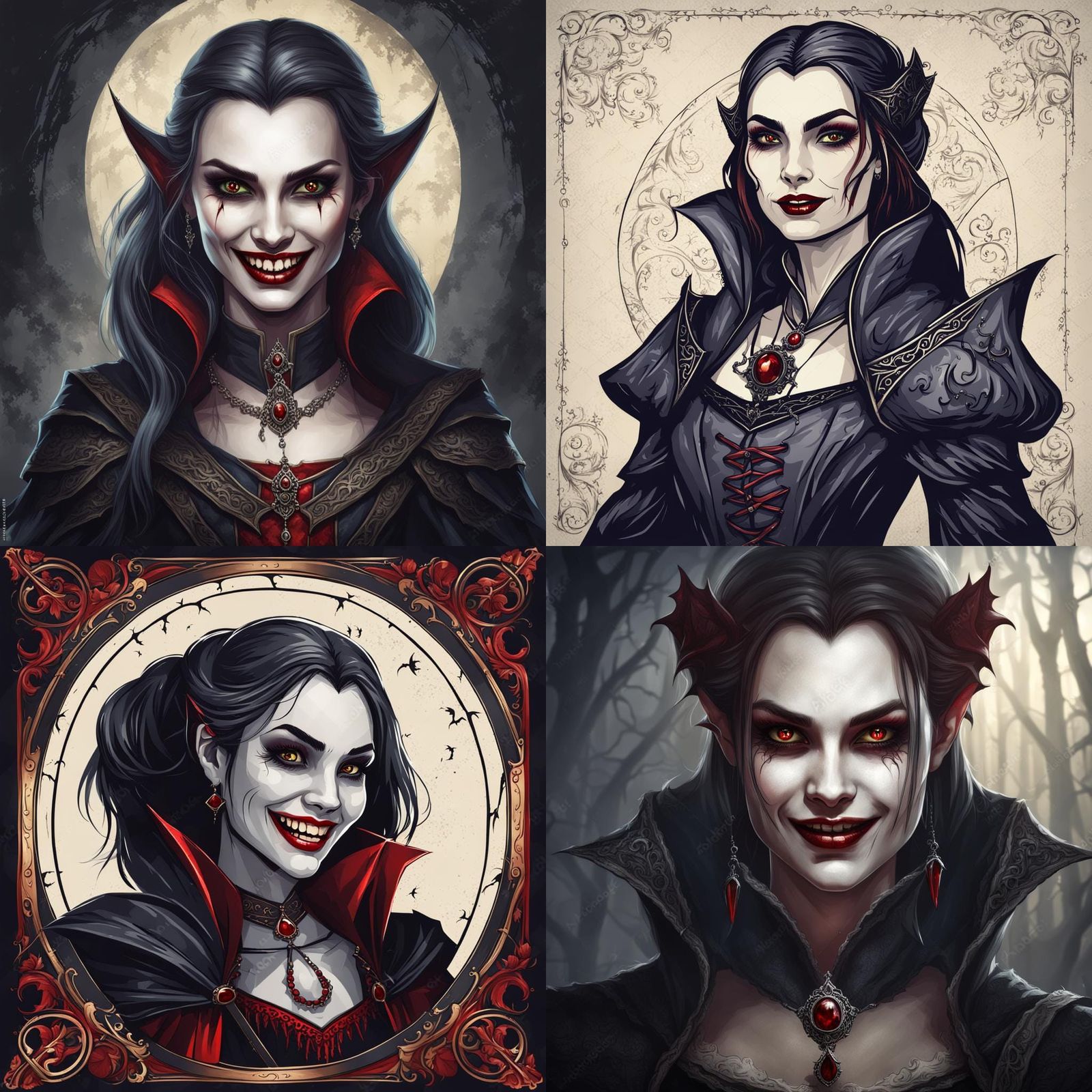 Smiling Vampire Portrait in Medieval Fantasy Style