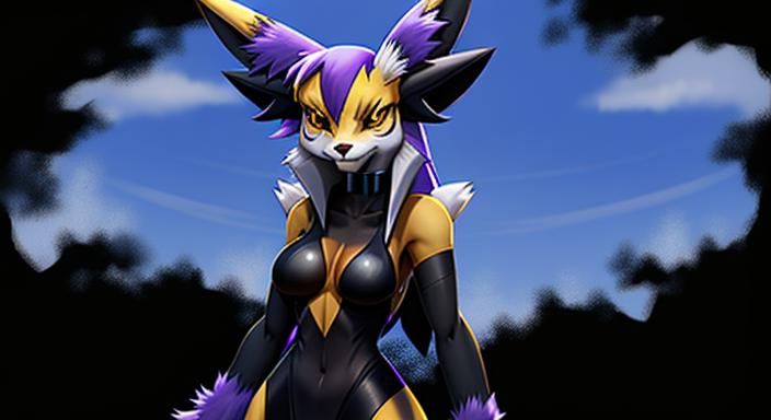 Anthro Female Renamon Character Illustration
