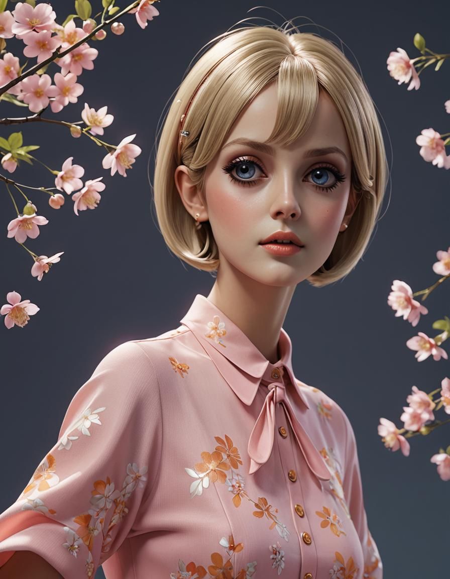 1960s Model Dancing in Anime Style