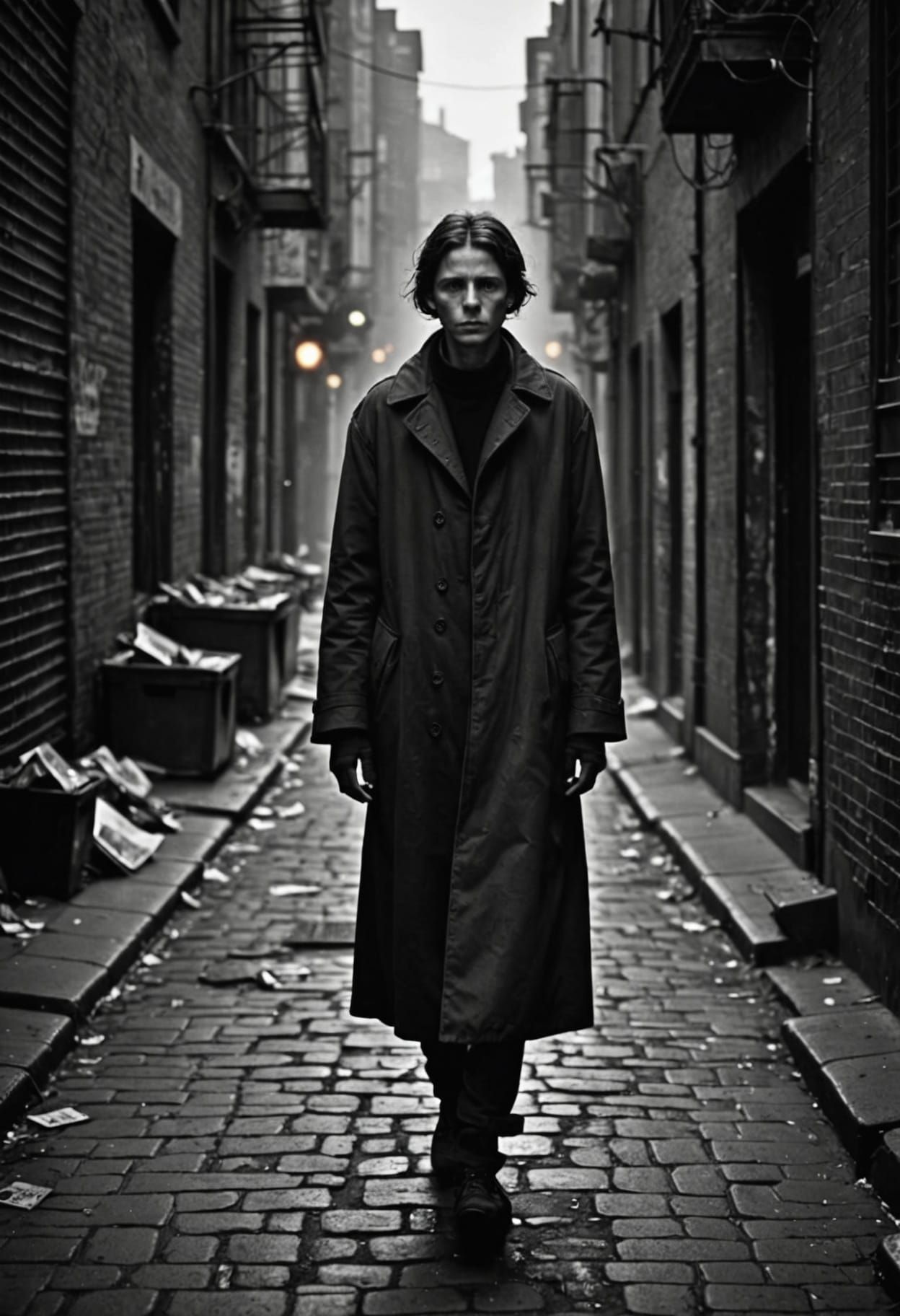 A Lonely Figure in a Desolate Cityscape