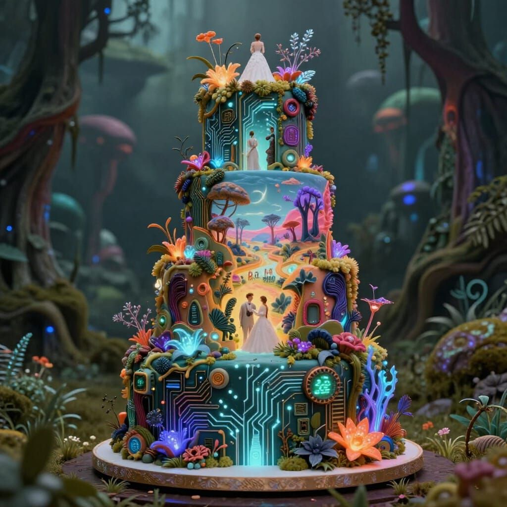 Biopunk Wedding Cake Erupts into Alien World