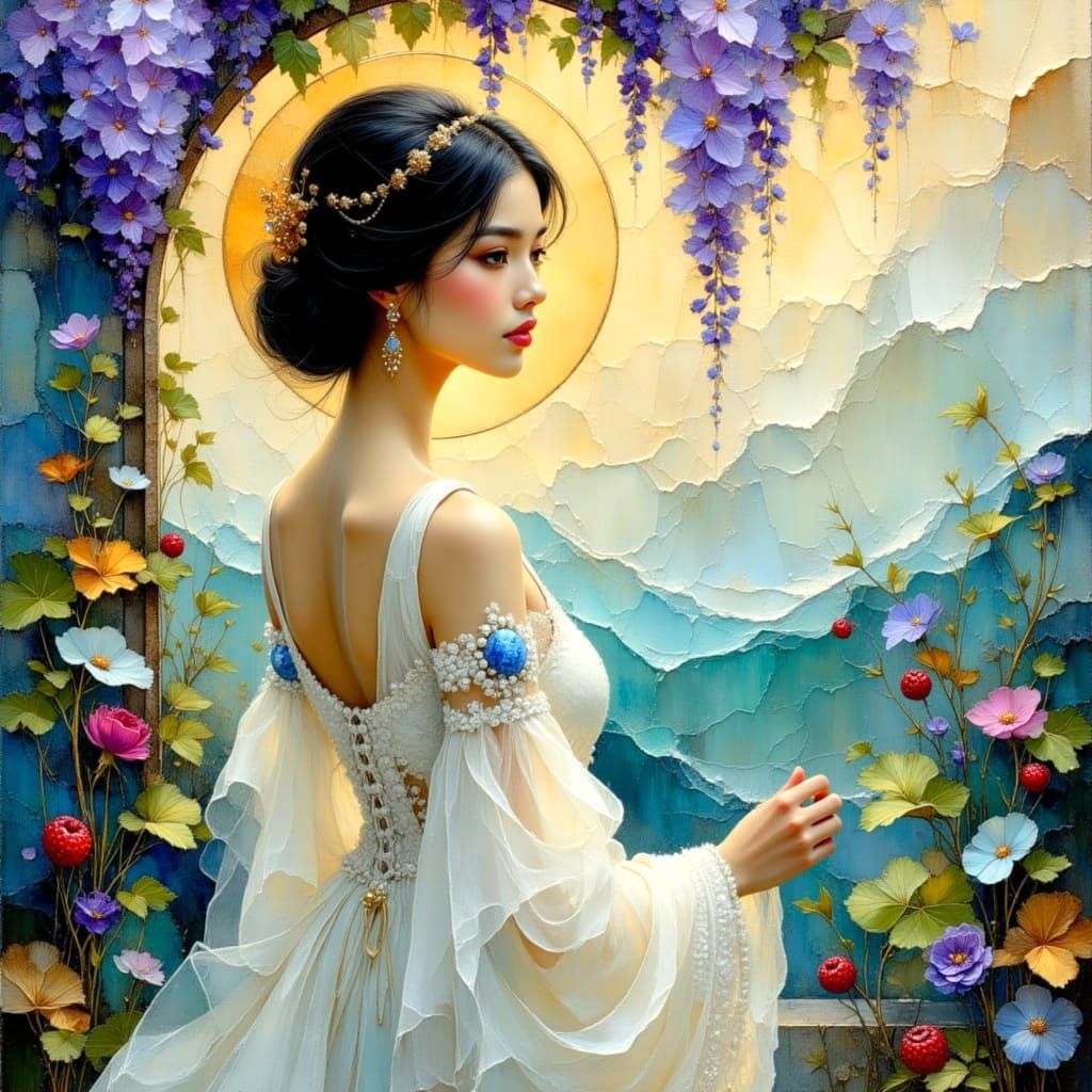 Ethereal Goddess in Vibrant Floral Harmony