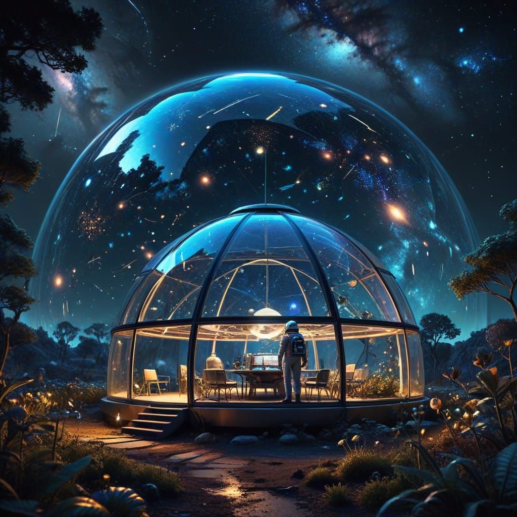 Lunar Outpost in Vibrant, Cosmic Dreamscape