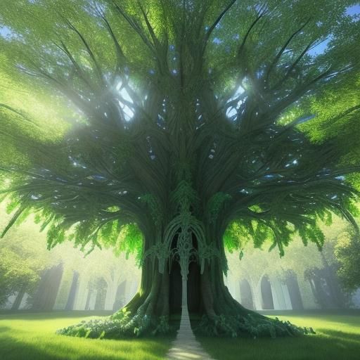 Crystal Tree of Life with Gothic Door