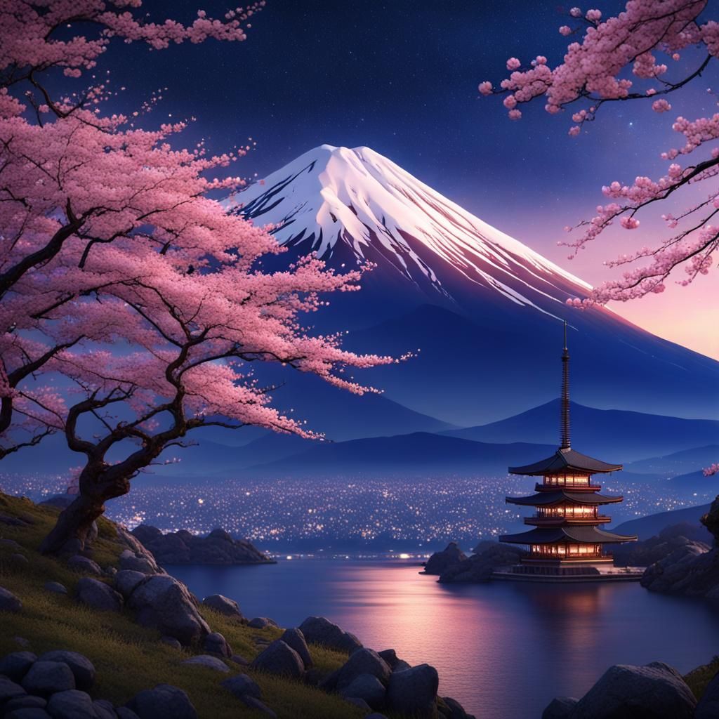 beautiful mountain at night