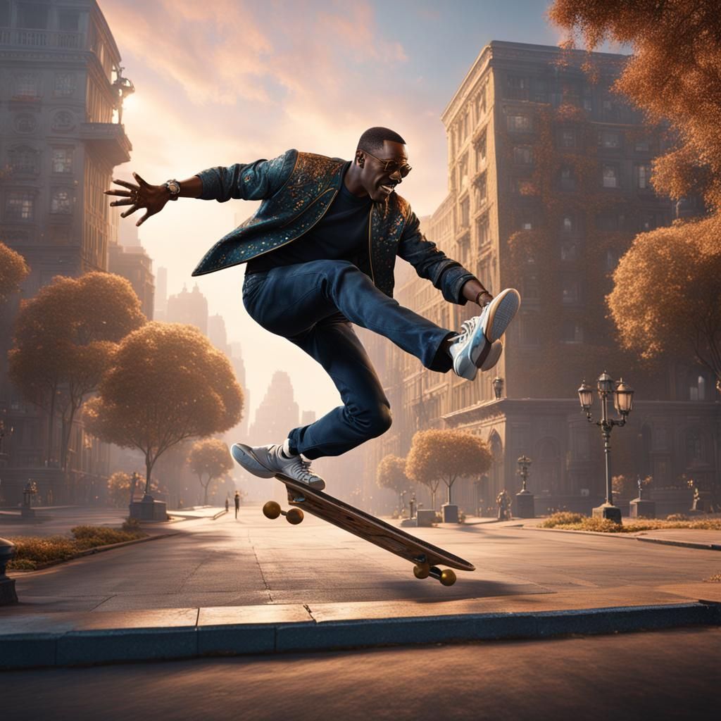 Eddie Murphy Kickflip: Detailed Fantasy Concept Art
