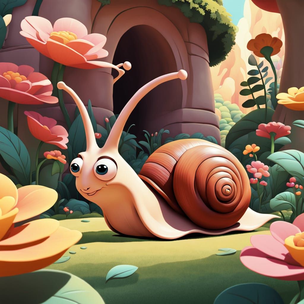A nosy cartoon snail